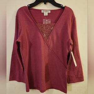 Faux Wrap/Cami Blouse With Hand-Beading